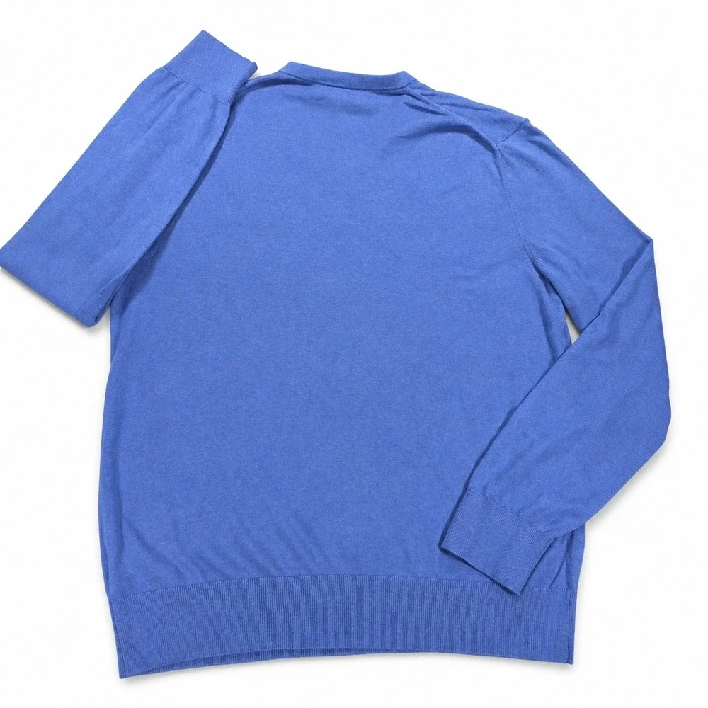 Banana Republic Luxury Blend Silk Cashmere V-Neck Sweater Blue Lg Mens Pullover